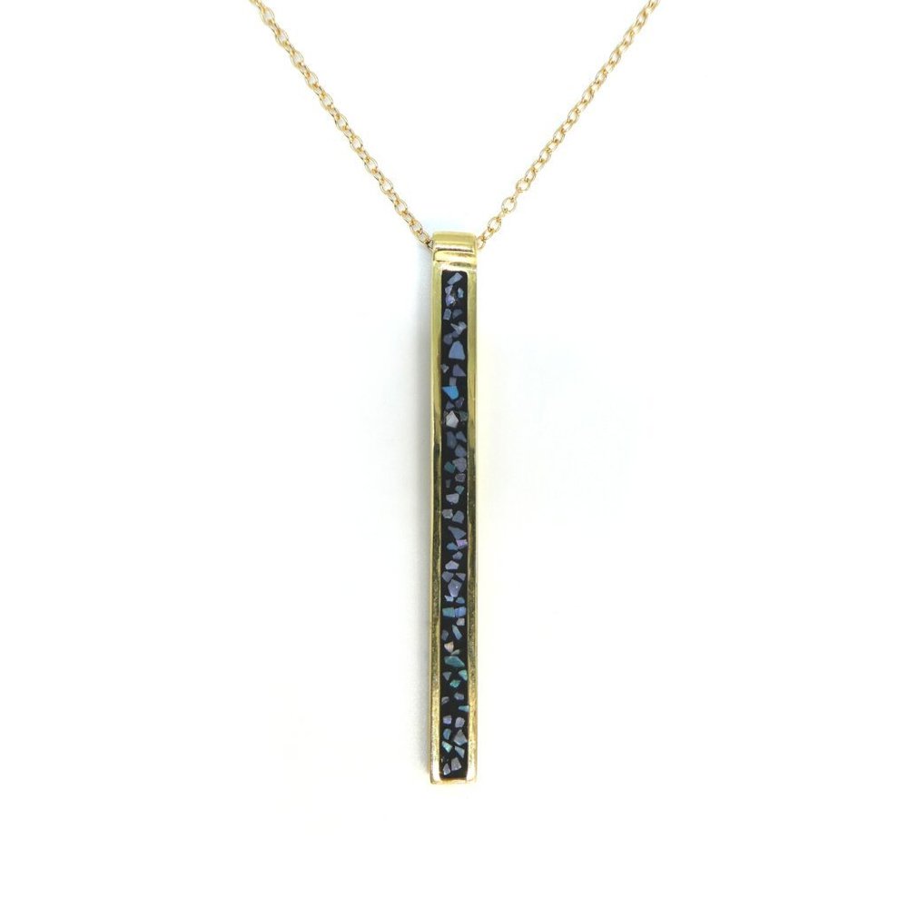 Black and Blue Terrazzo Mod Stick Necklace (Made in Chicago)